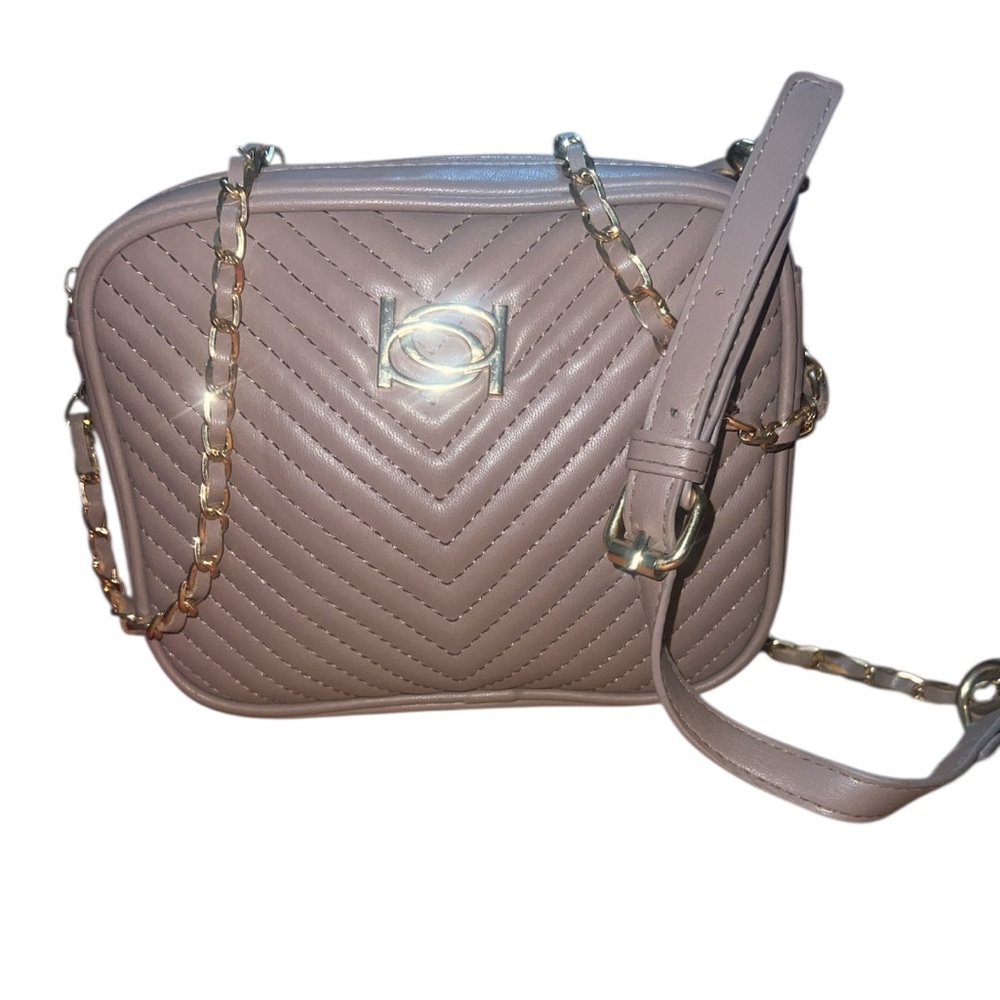Bebe Tan Quilted Crossbody Bag